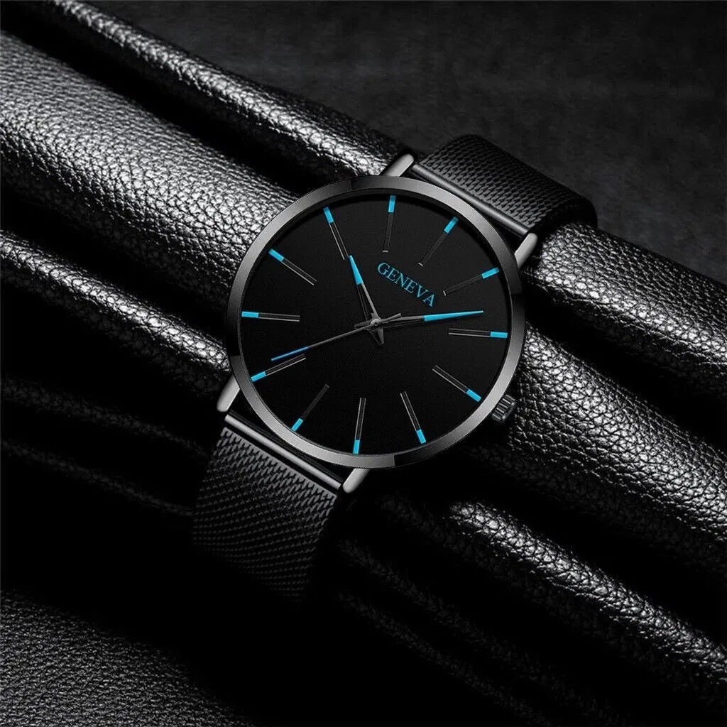 Men's Waterproof Stainless Steel Quartz Watch – Luminous Dial, Classic Business Style