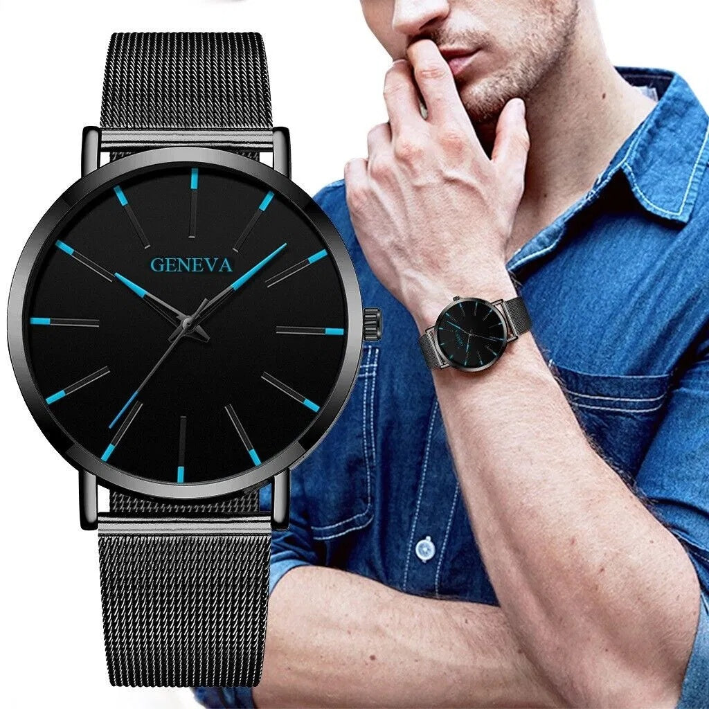 Men's Waterproof Stainless Steel Quartz Watch – Luminous Dial, Classic Business Style