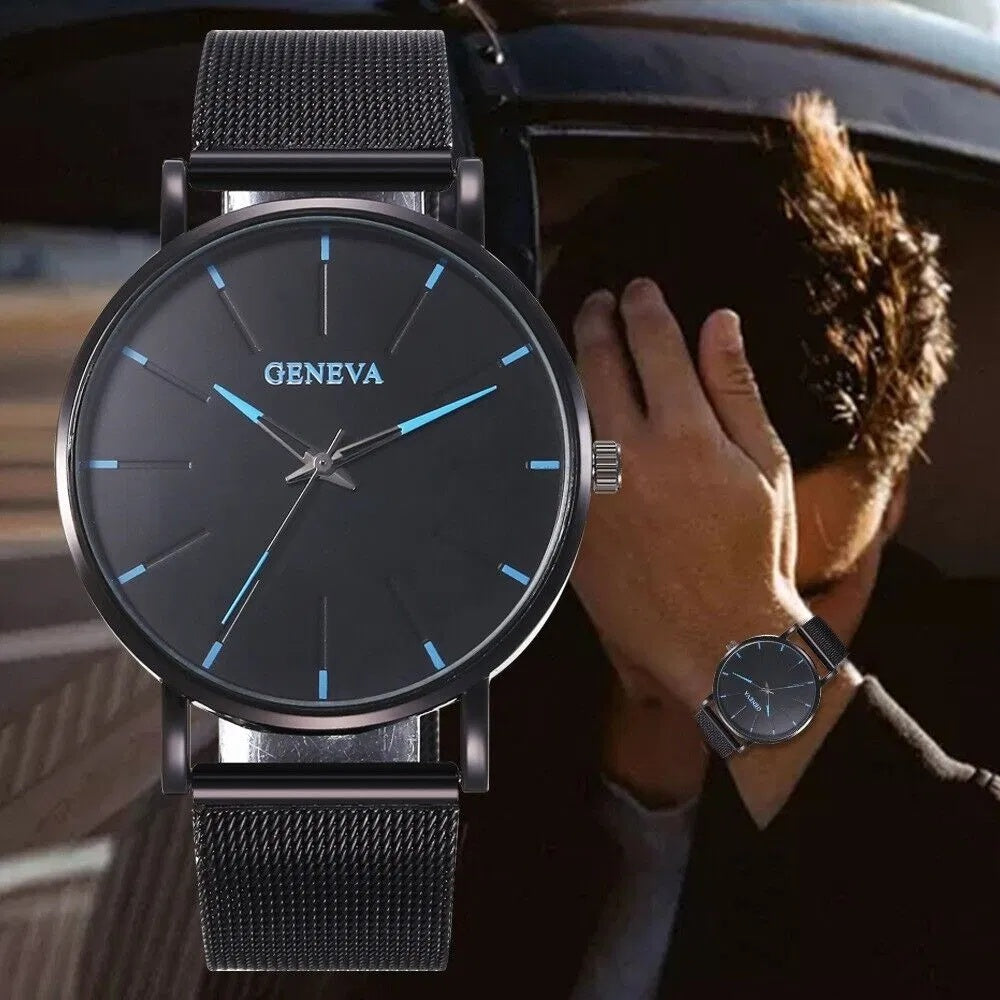 Men's Waterproof Stainless Steel Quartz Watch – Luminous Dial, Classic Business Style
