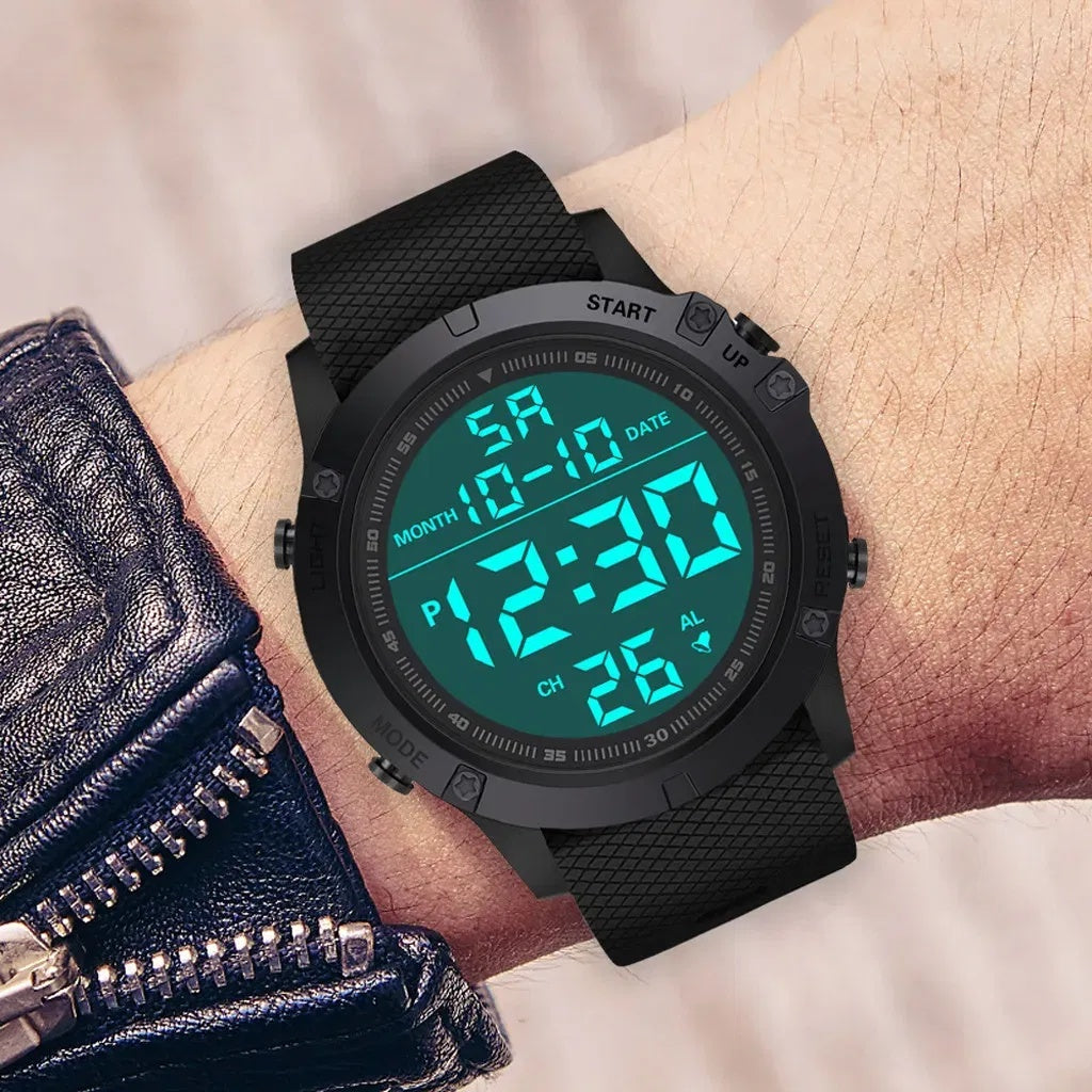 Tactical Waterproof Digital Sports Watch for Men – Military Style with LED Backlight