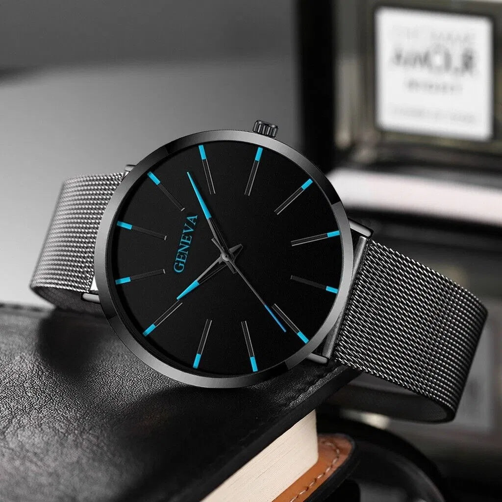 Men's Waterproof Stainless Steel Quartz Watch – Luminous Dial, Classic Business Style