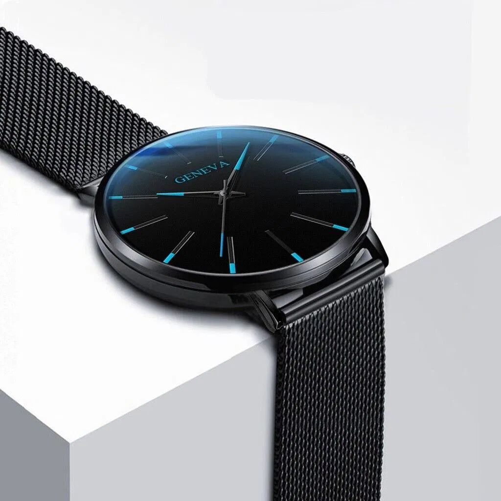 Men's Waterproof Stainless Steel Quartz Watch – Luminous Dial, Classic Business Style