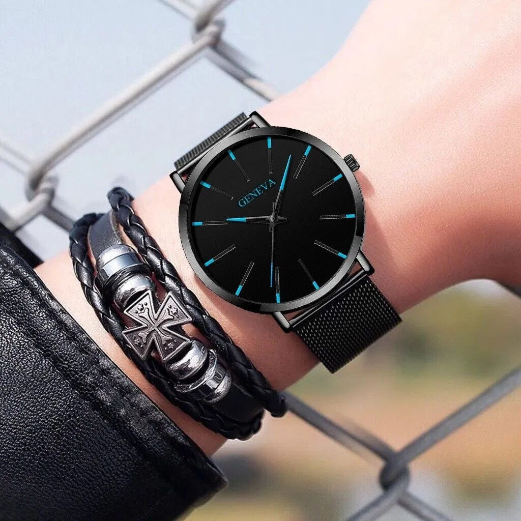 Men's Waterproof Stainless Steel Quartz Watch – Luminous Dial, Classic Business Style