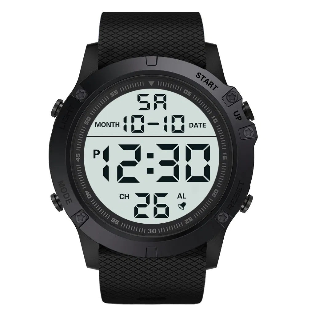 Tactical Waterproof Digital Sports Watch for Men – Military Style with LED Backlight